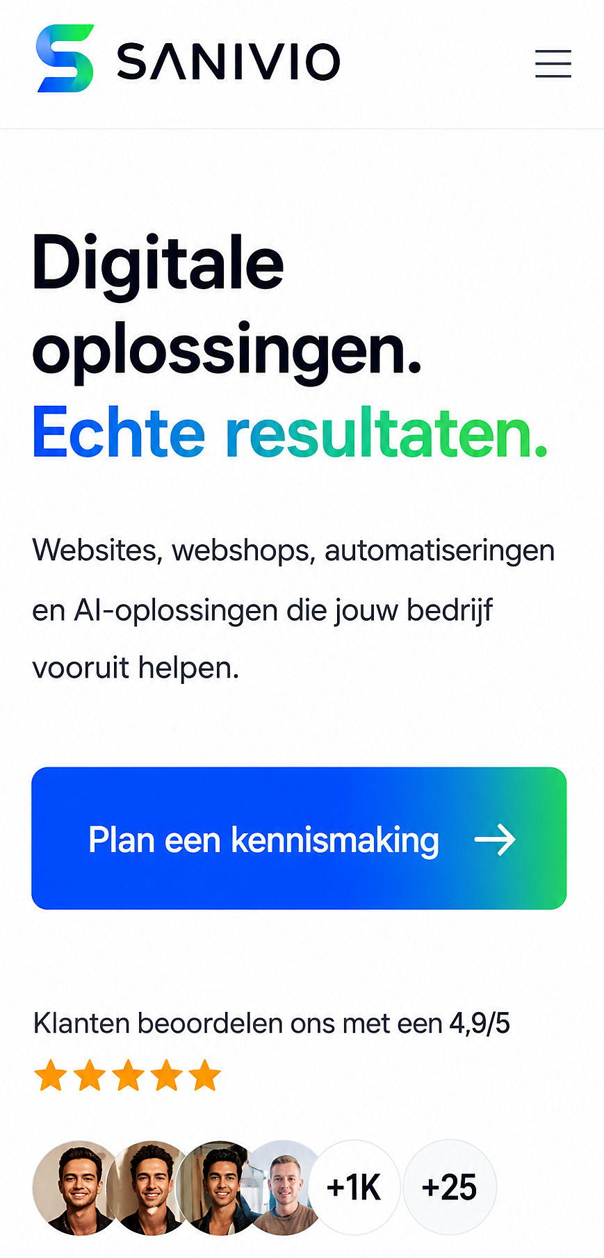 Sanivio-website in telefoon